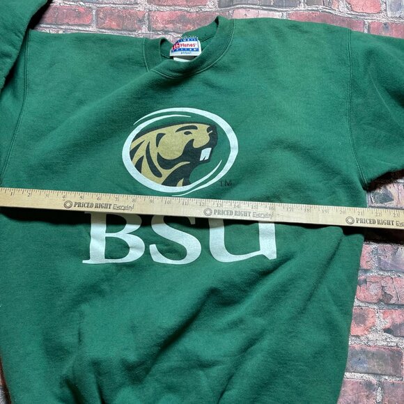 Vintage 90s Bemidji State University Football Sweatshirt Green Size M Beavers - Picture 6 of 6